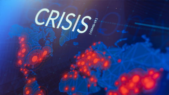 map of the world with specific points and text "crisis