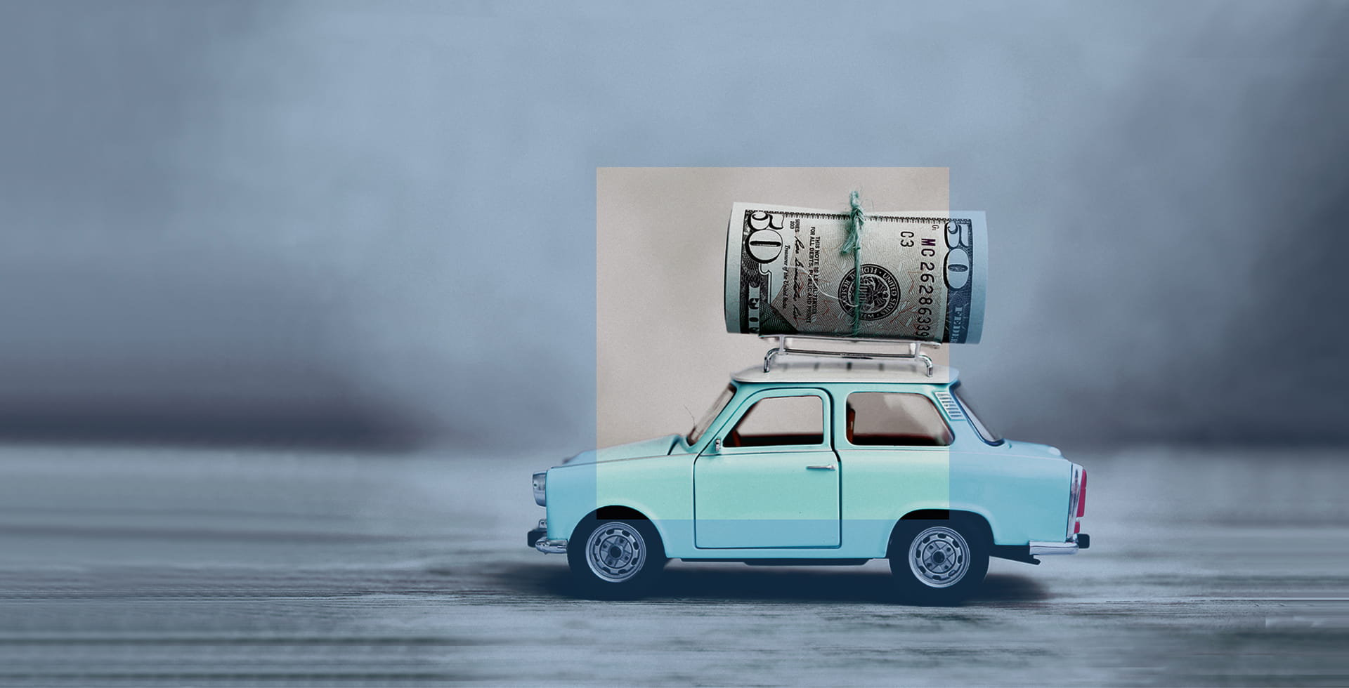 tiny car with money