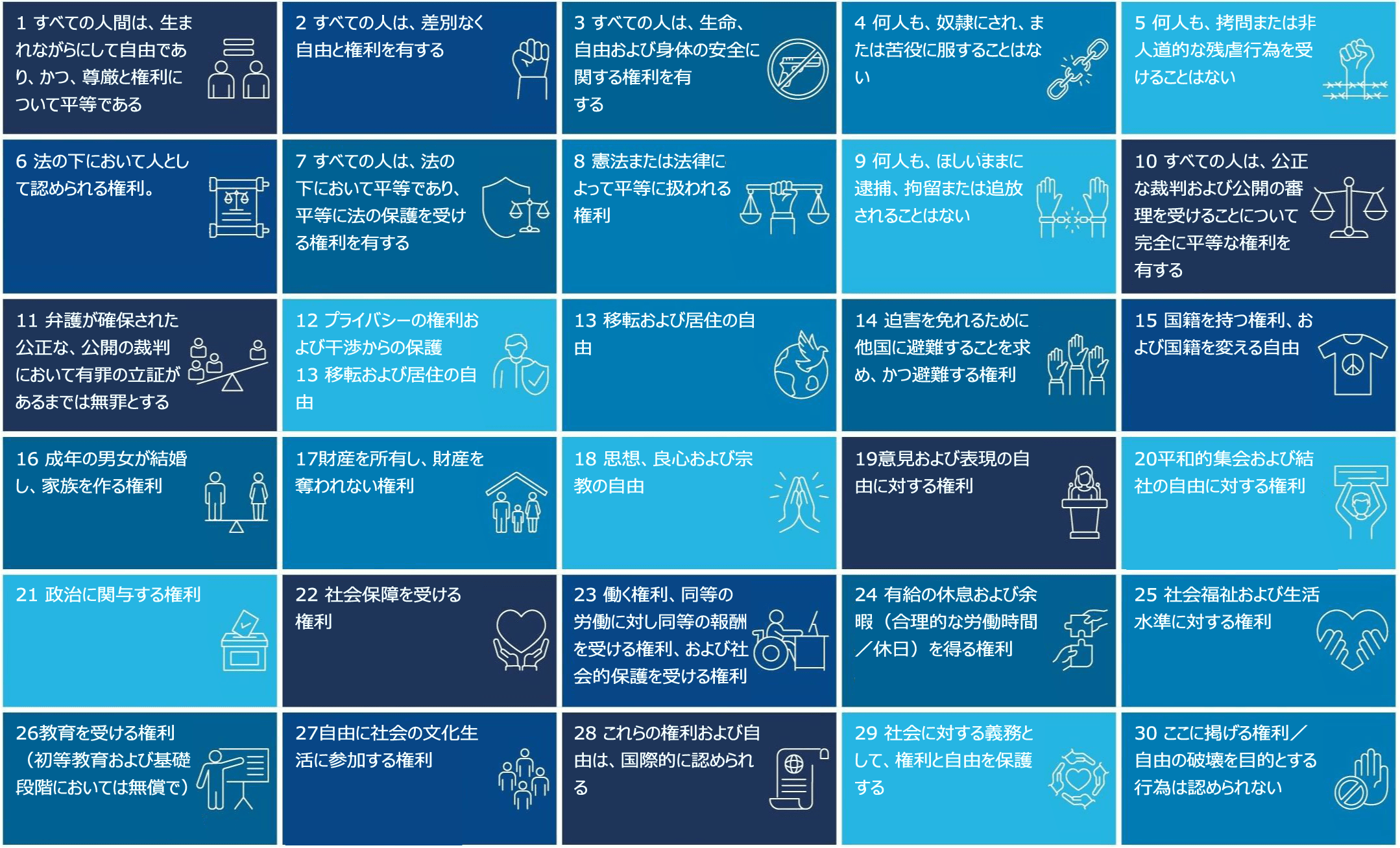 図表1：世界人権宣言30か条の要約