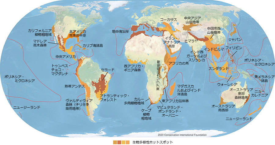 図表3：生物多様性ホットスポットマップ